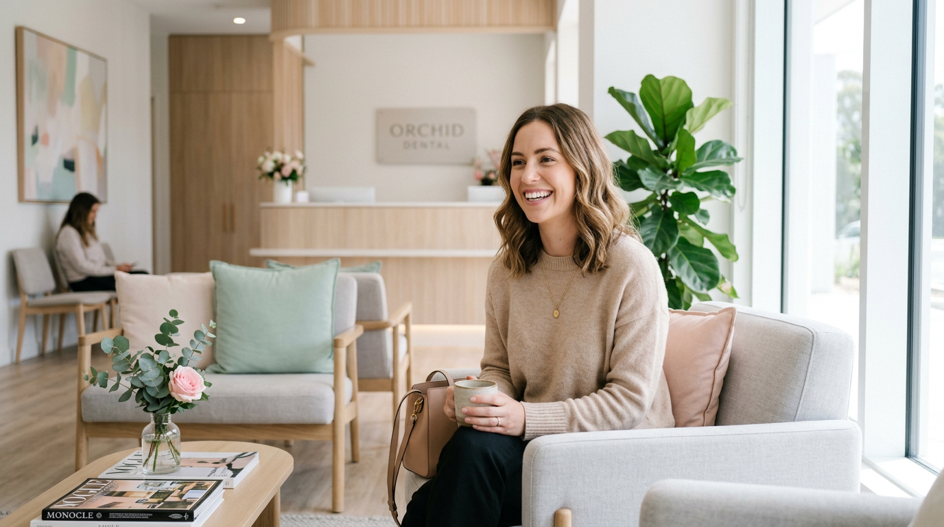 Gülümseyen hasta ile sıcak klinik portresi